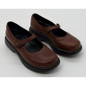 Dansko Clogs Womens 40 9.5 10 Brown Leather Mary Jane Wedge Comfort Academia